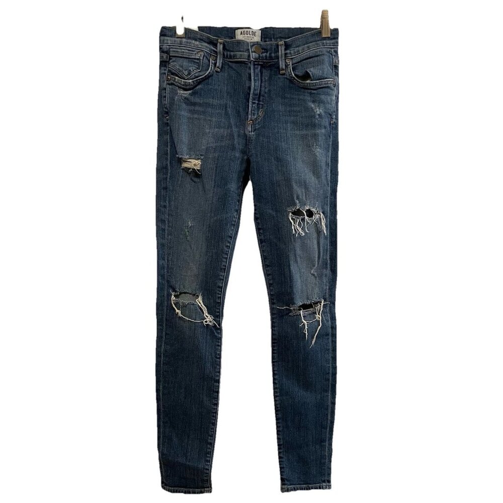 AGOLDE Medium Wash Distressed Slim Leg Jeans Sz 26